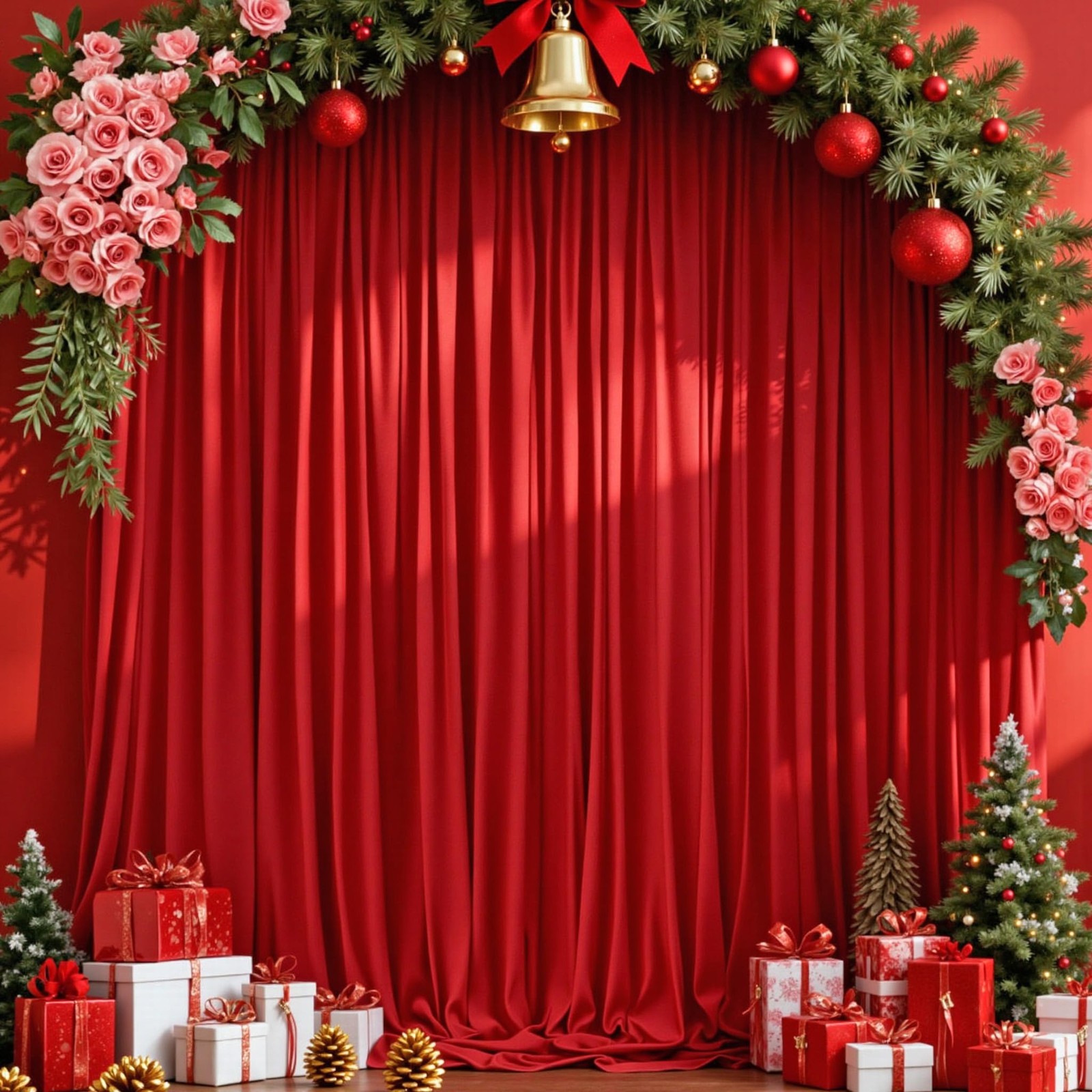 Red Backdrop Curtains For Party Wedding Ceremony Fabric Drapes 5x7ft 2 Panels
