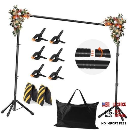 Backdrop Stand, Adjustable 10×7.5 FT Background Stand Backdrop 10×7.5ft Black