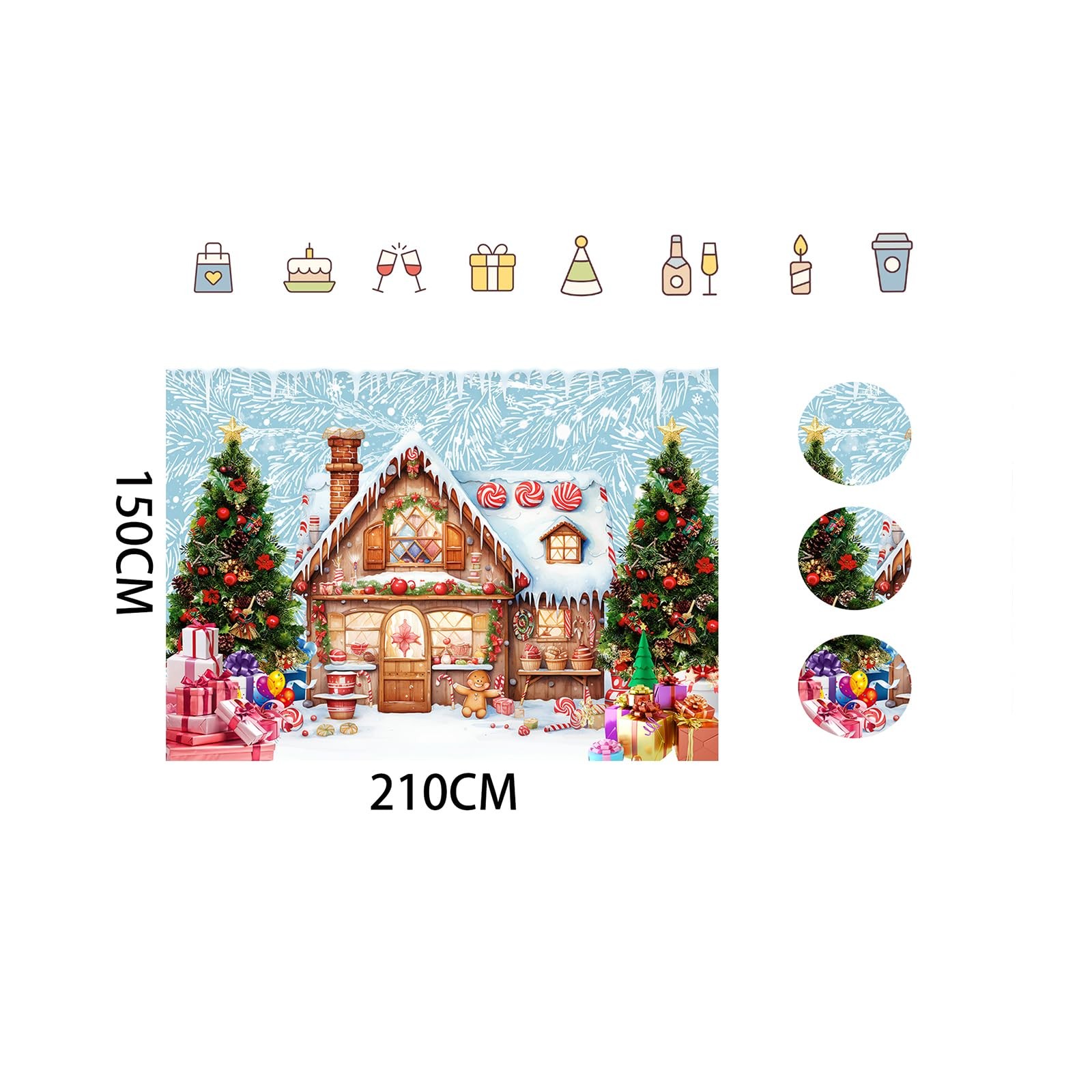7X5FT Christmas Gingerbread House Photography Backdrop Winter Holiday Theme B…