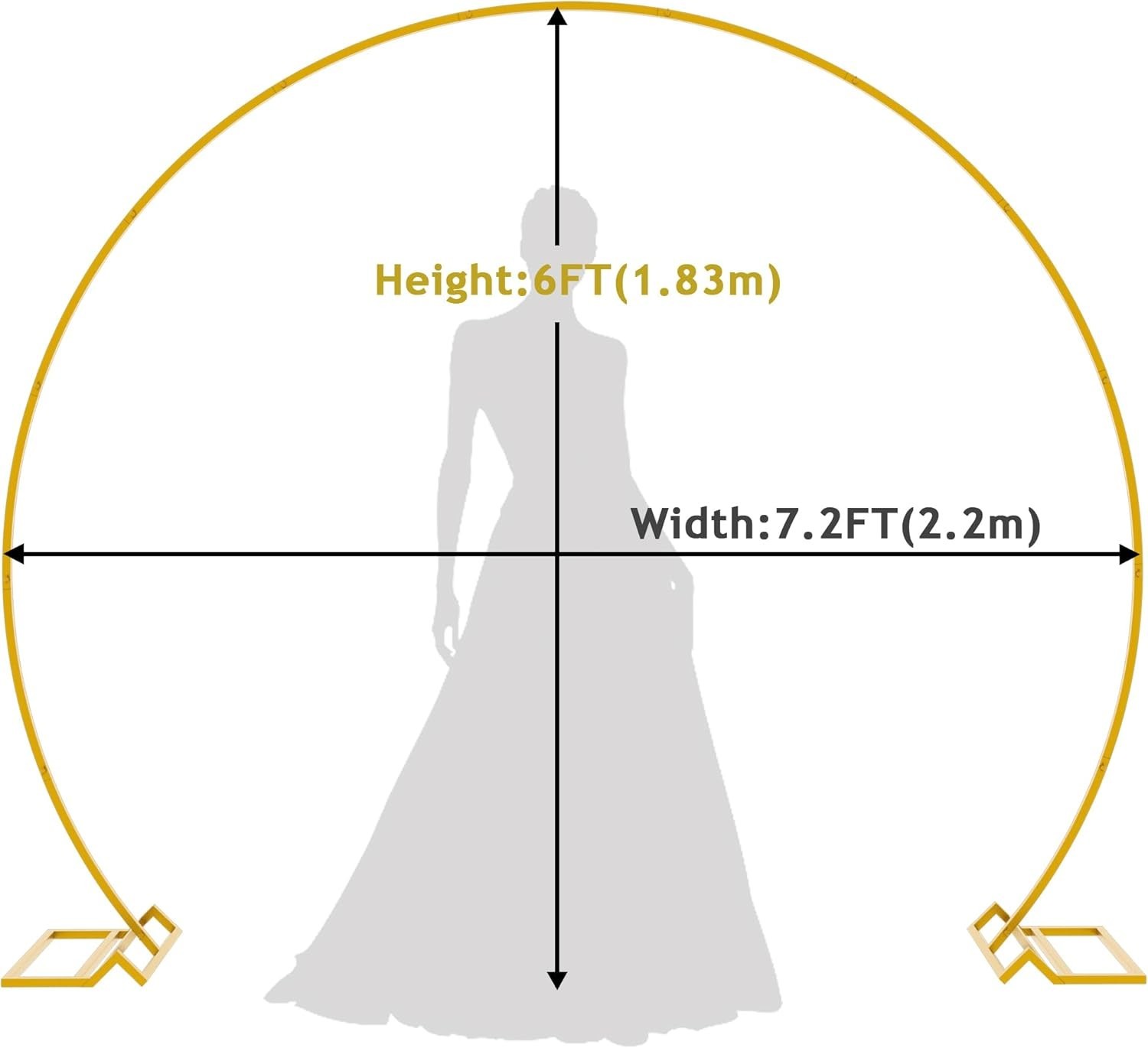 Gold Metal Circle Balloon Arch Stand – 7.2FT Round