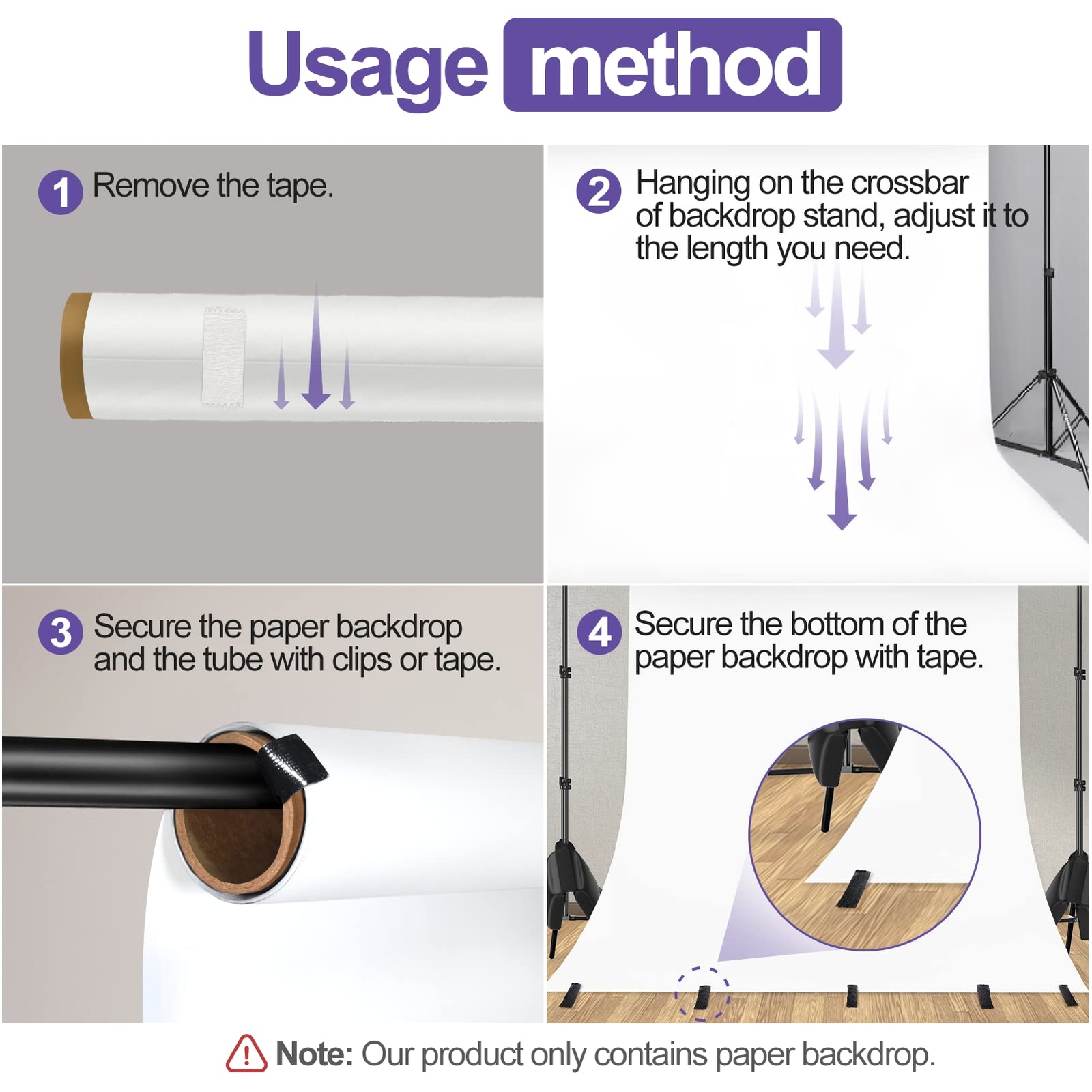 White Matte Seamless Photography Background Paper for Photoshoot, 56 Inch x 13Ft