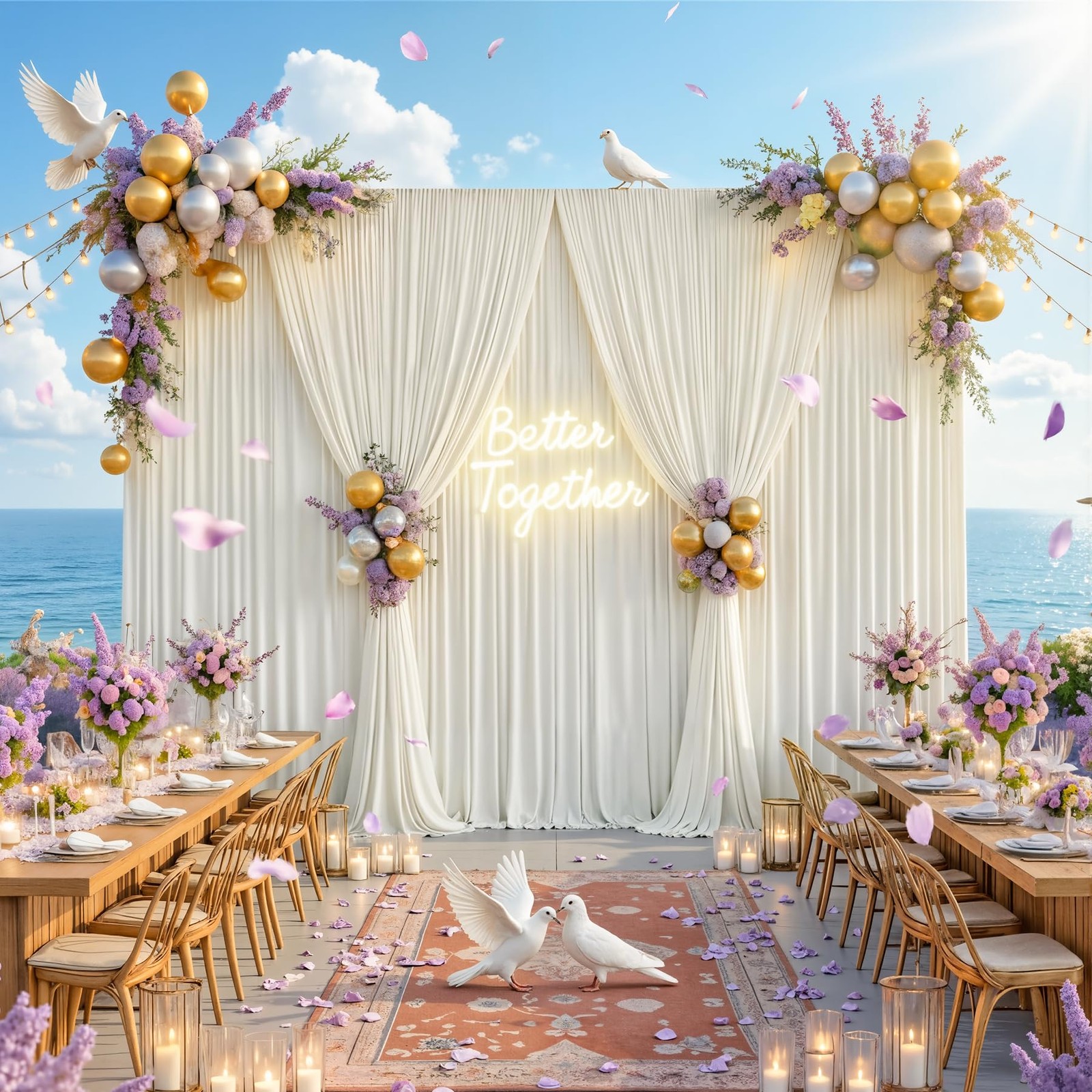10ft x 8ft Photo Backdrop Curtains Ivory Wrinkle-Free Polyester Fabric Backdr…