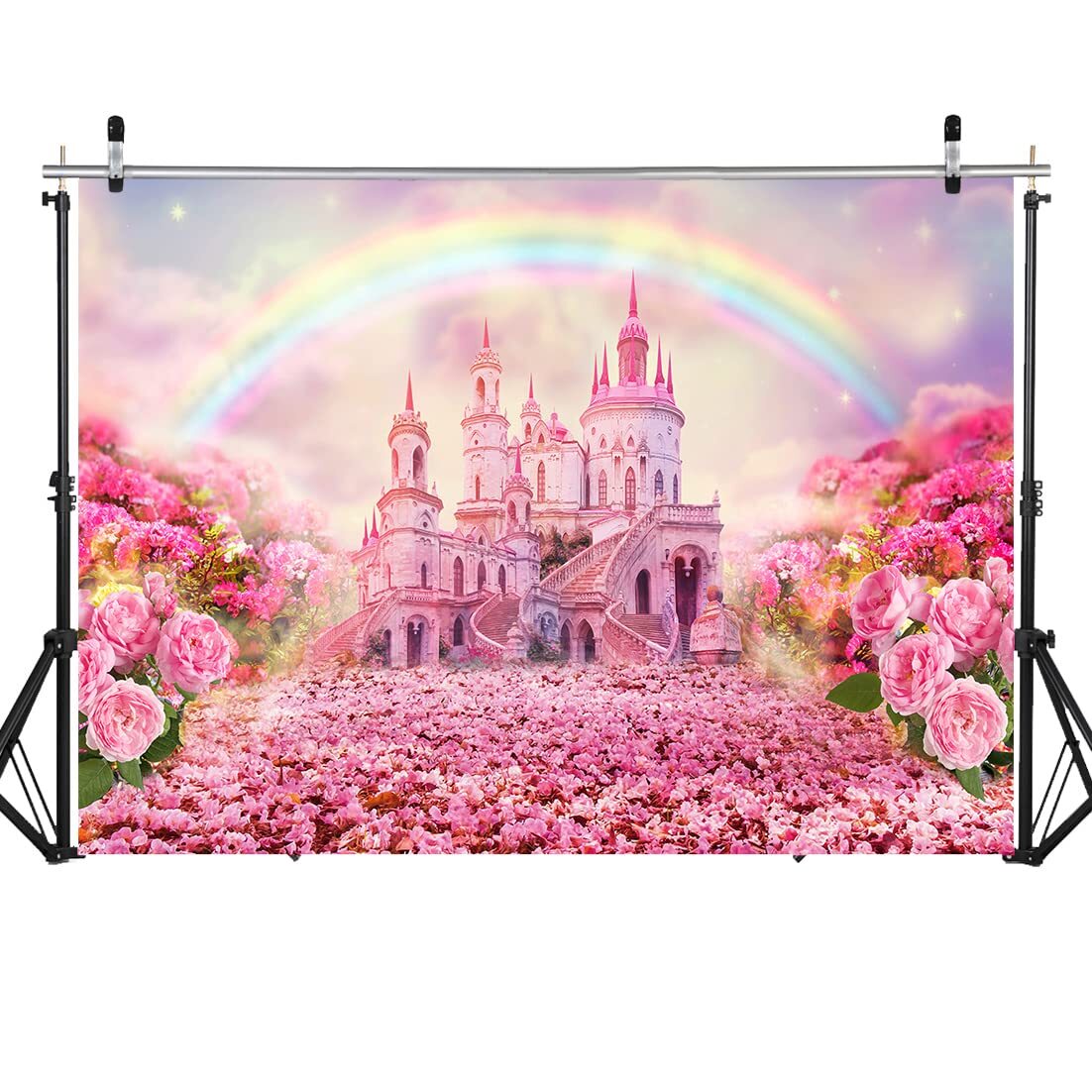 Pink Princess Castle Photography Backdrop for Birthday Baby Shower Newborn
