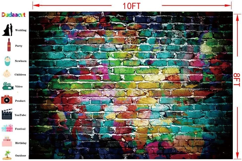 Dudaacvt Graffiti Photography Backdrop, 10×8 ft Colorful 10x8ft, Random color