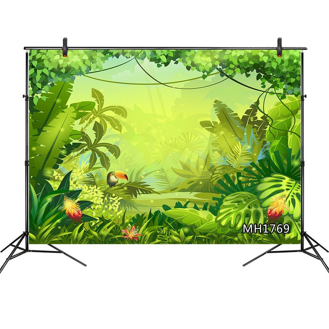 Cartoon Tropical Jungle Green Plant Leaf 10X8ft Vinyl Backdrop Photo Background