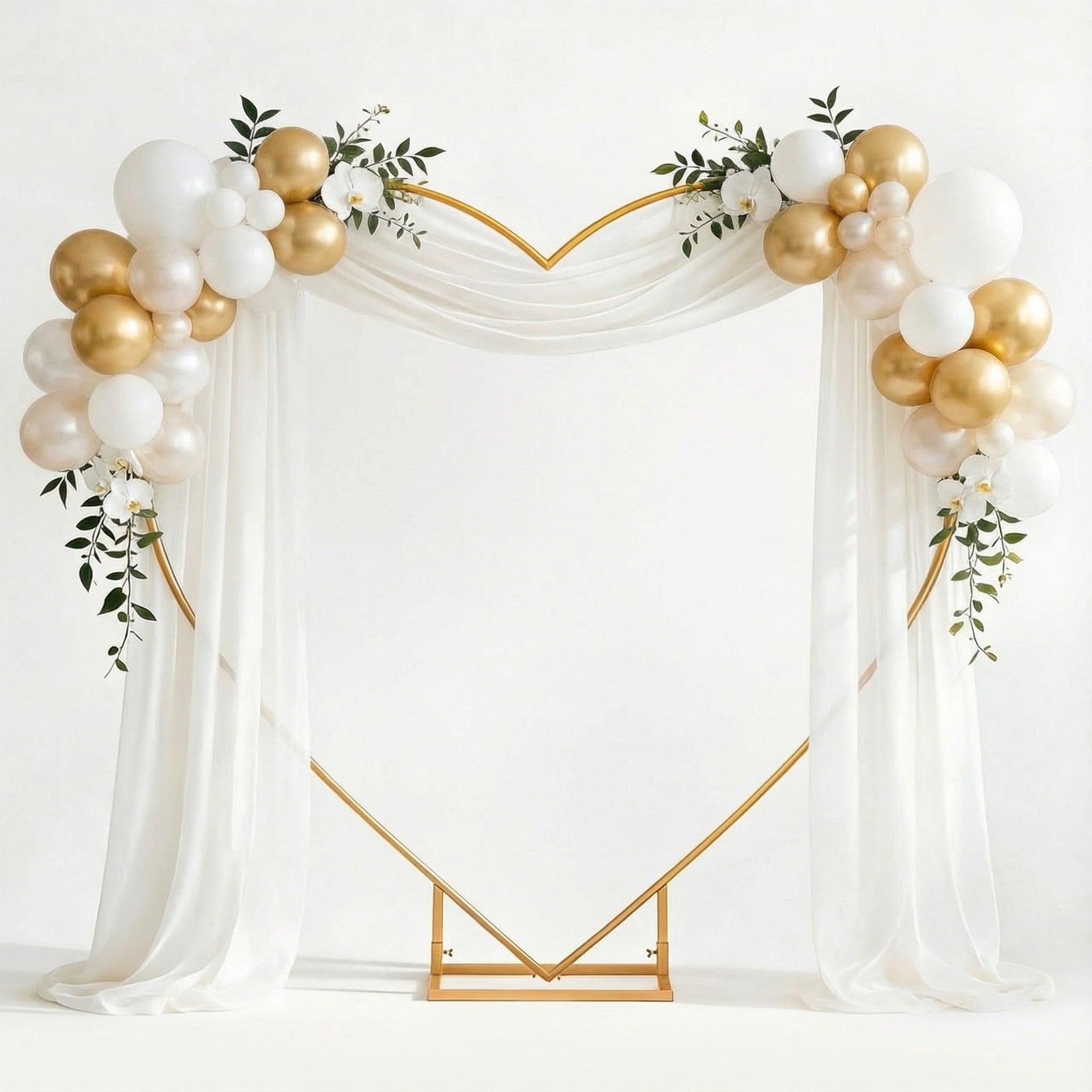 Gold 7ft Heart Arch Stand for Wedding, Metal Love Balloon Column Arch Frame w…