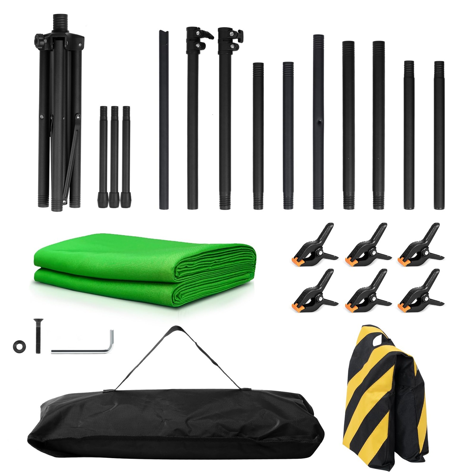 Green Screen Backdrop with Stand, 8×7.2ft Portable Greenscreen Background wit…