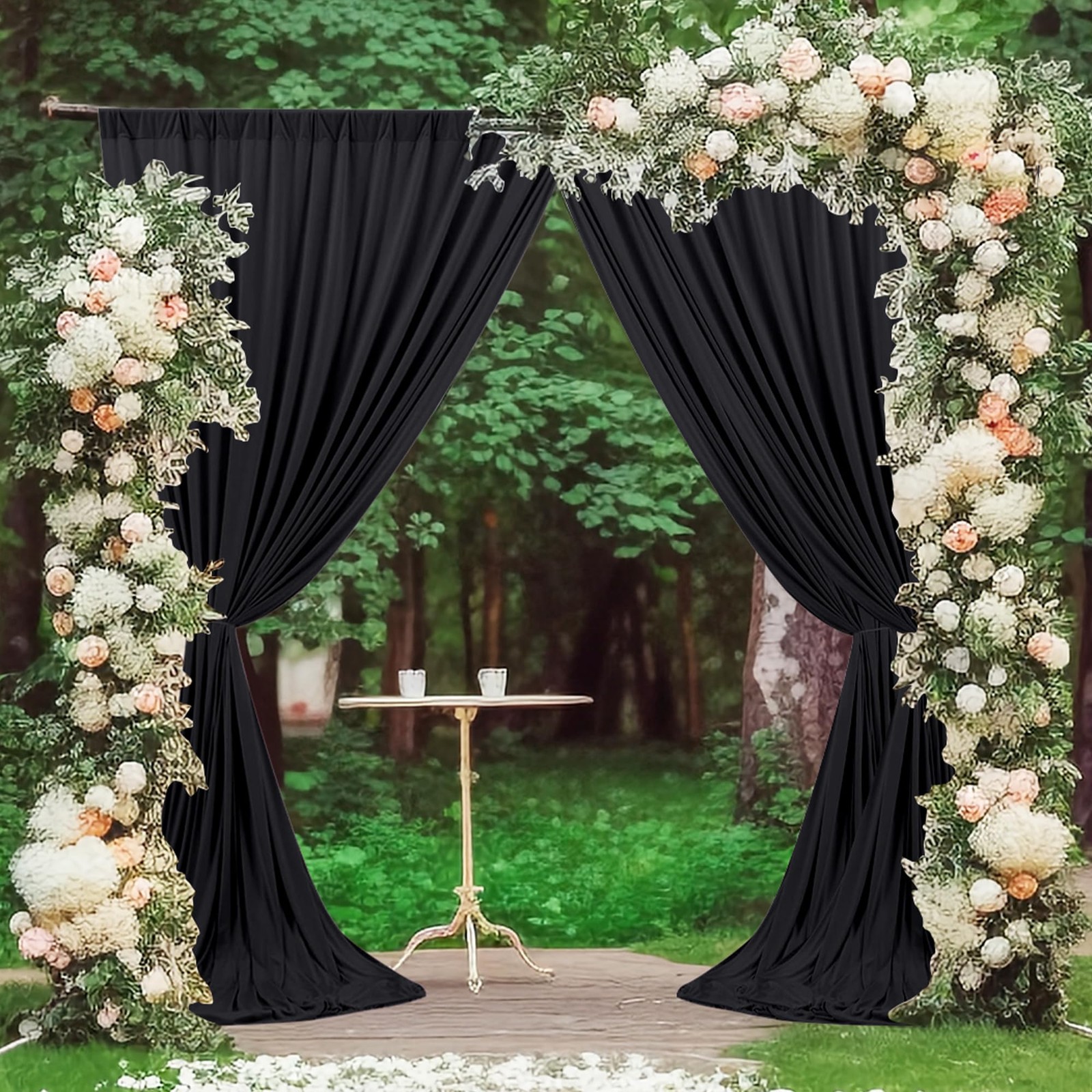 MEETSKY Black Backdrop Curtains for Parties – 10ft x 8ft Party Photo Backgrou…
