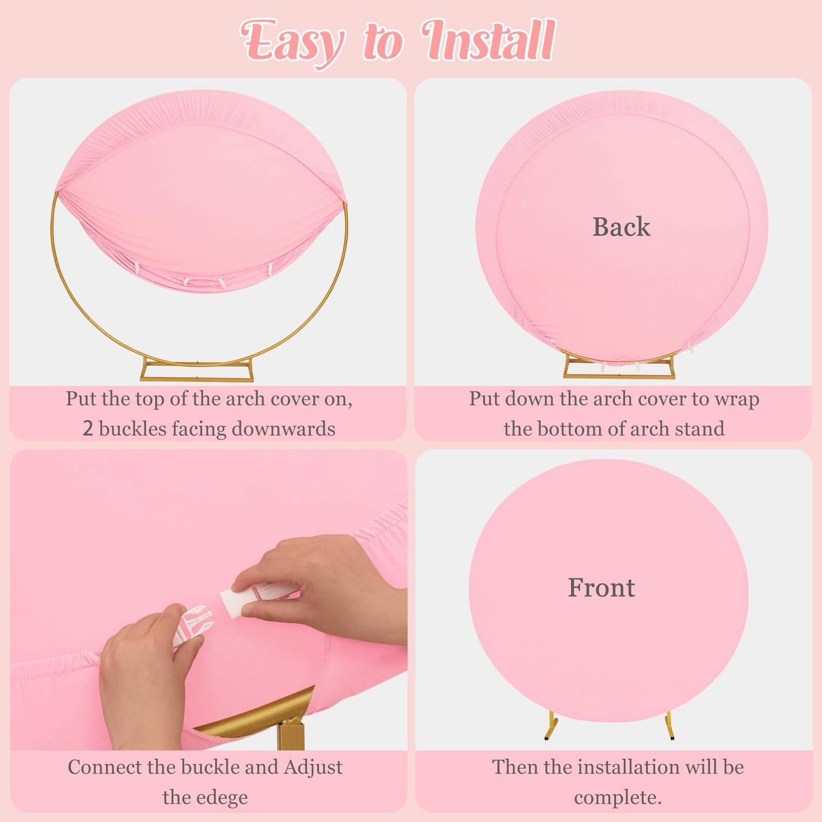 6.6FT Round Spandex Fitted Wedding Arch Cover for Circle Arch Stand, Thick Sp…
