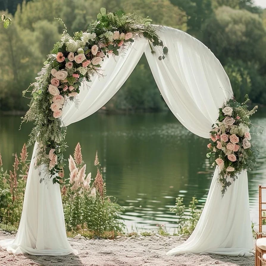 28.7″ × 20FT Ivory Wedding ArchDraping Fabric Sheer Backdrop for Ceremony