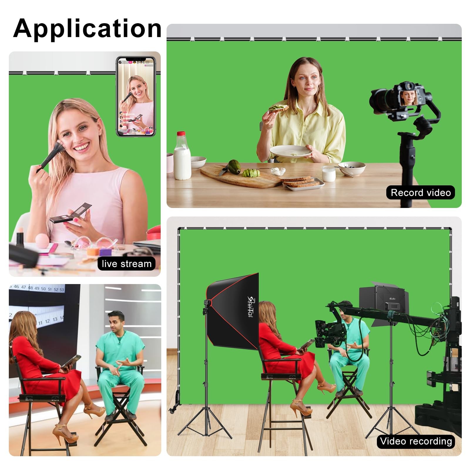 Shirtal 7x10ft Green Screen Backdrop with Stand,Movable Backdrop Stand with W…