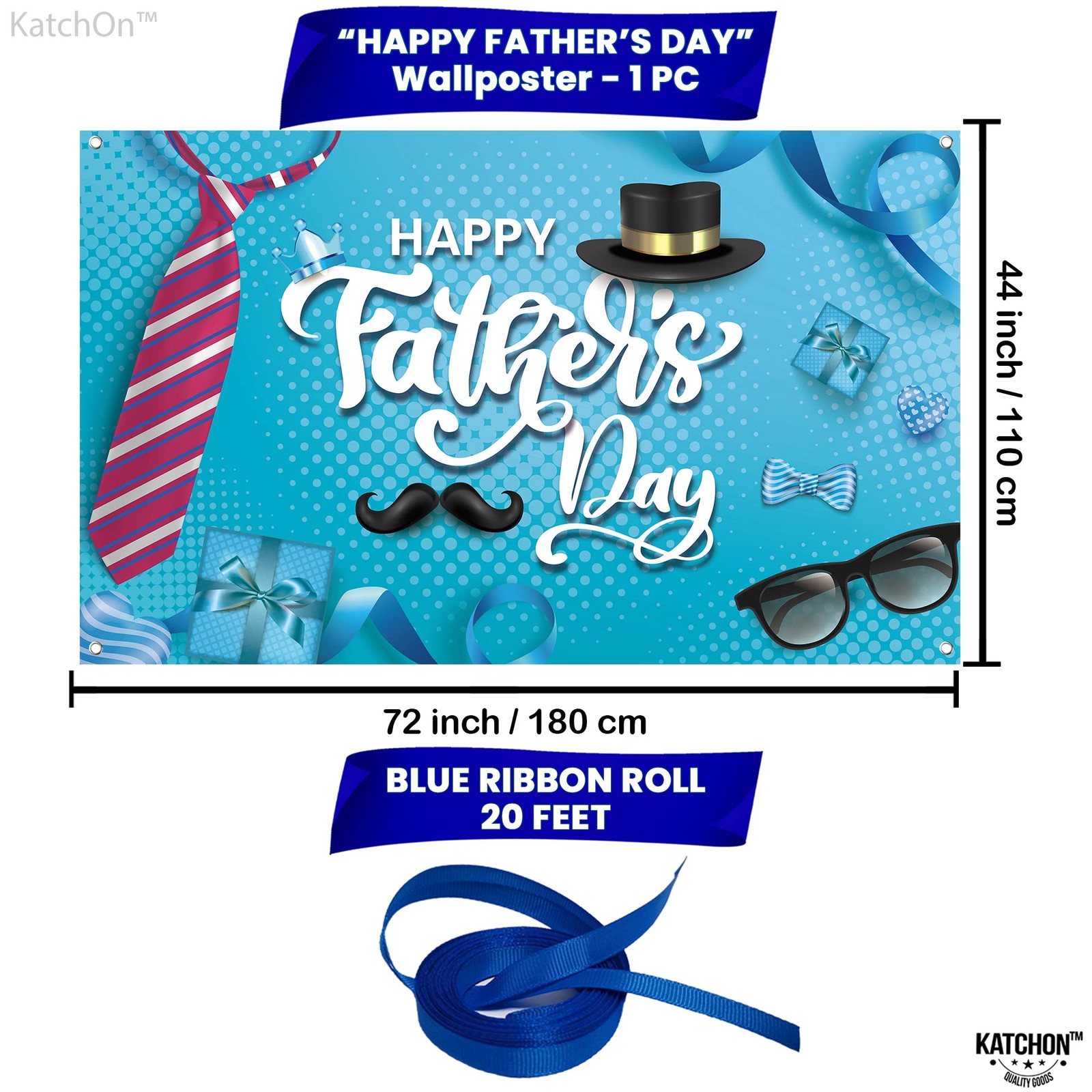 Blue Happy Fathers Day Banner – XtraLarge, 72×44 Inch | Happy Fathers Day Decora