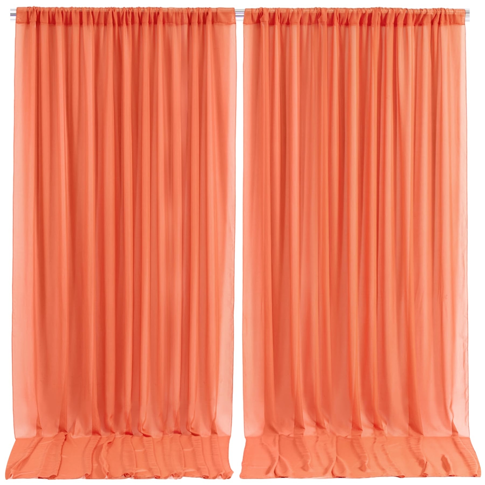 10ft x 10ft Orange Chiffon Backdrop Curtains Wrinkle-Free Sheer Fabric