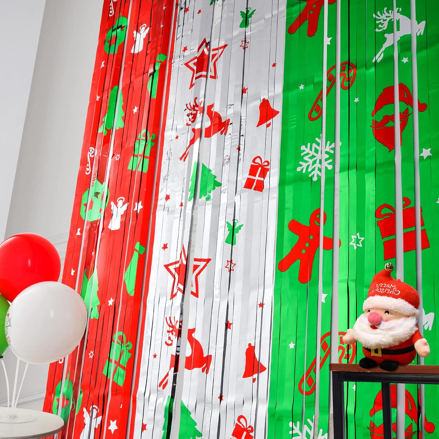 LOLStar Christmas Party Decoration – 4 Pack Christmas Themed Pattern Foil Fring