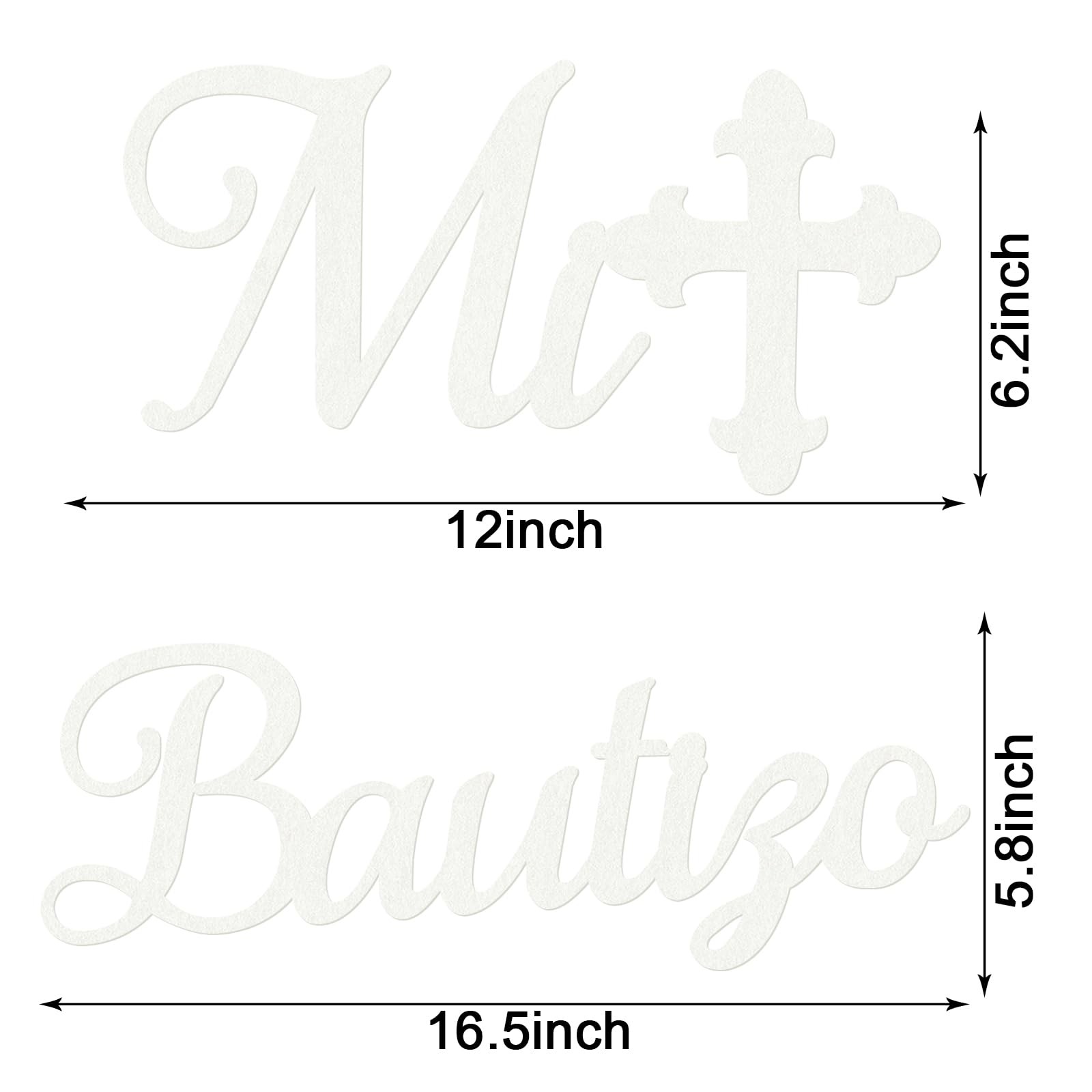 MASTRON Mi Bautizo Sign for Backdrop – White Felt Mi Bautizo Decal Baby Showe…