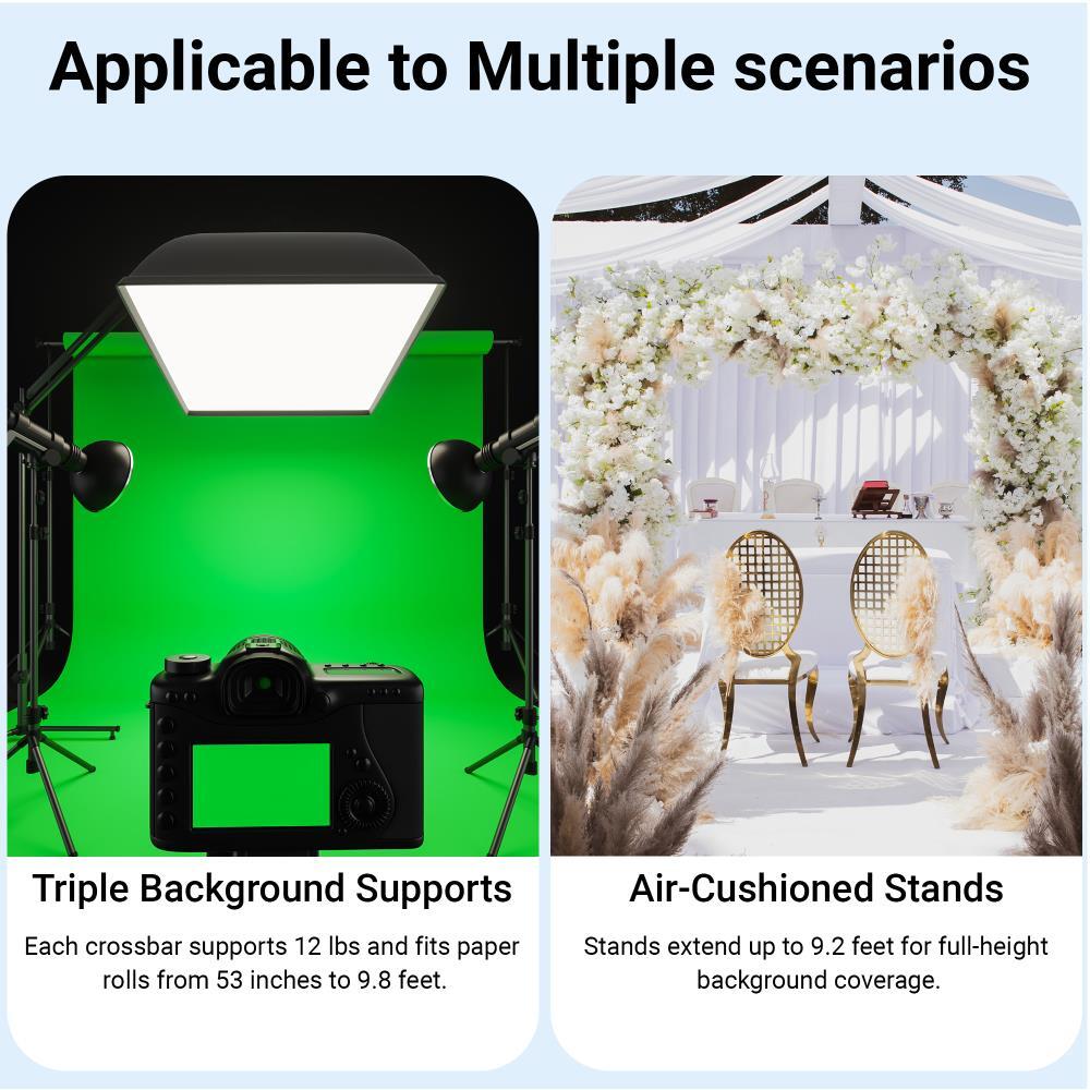 Raya 9.8ft Photography Background Backdrop Stand Triple Crossbar Studio Kit