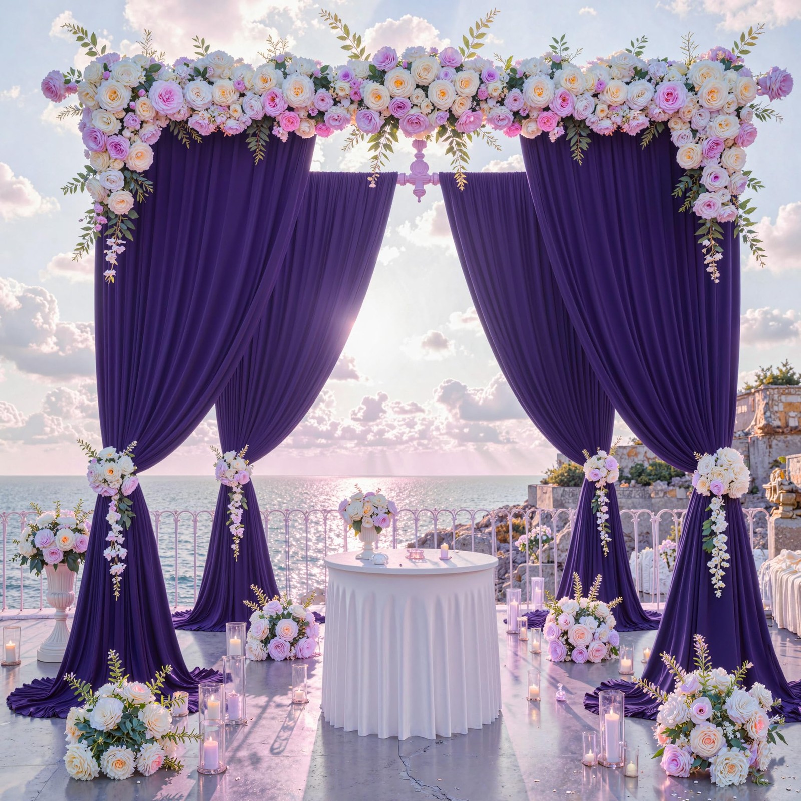 20 ft x 10 ft Purple Backdrop Curtain for Parties, 5ft x 10ft 4 Panels Polyes…