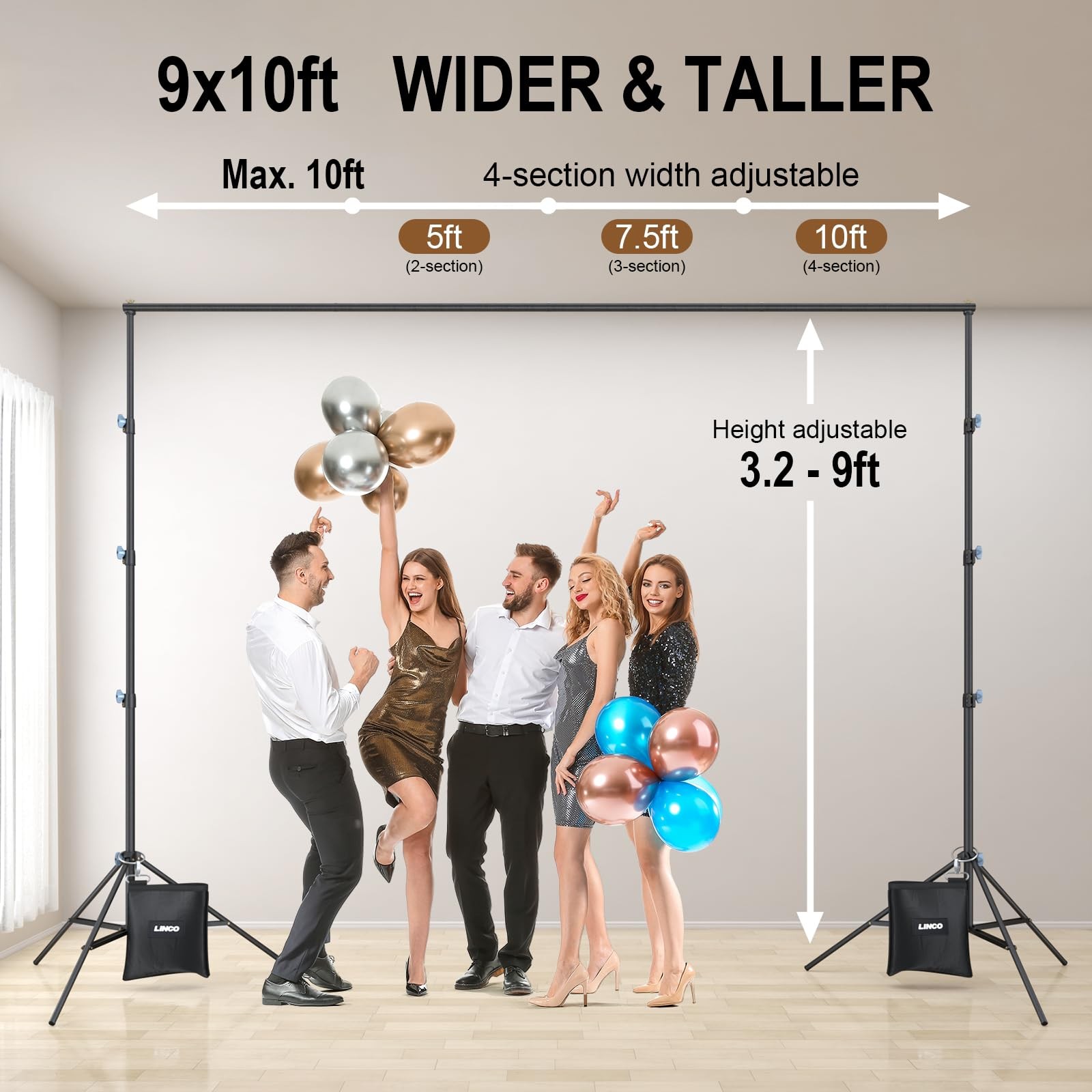 LINCO Lincostore 9×10 ft Photography Photo Backdrop Stand Background Support Sys