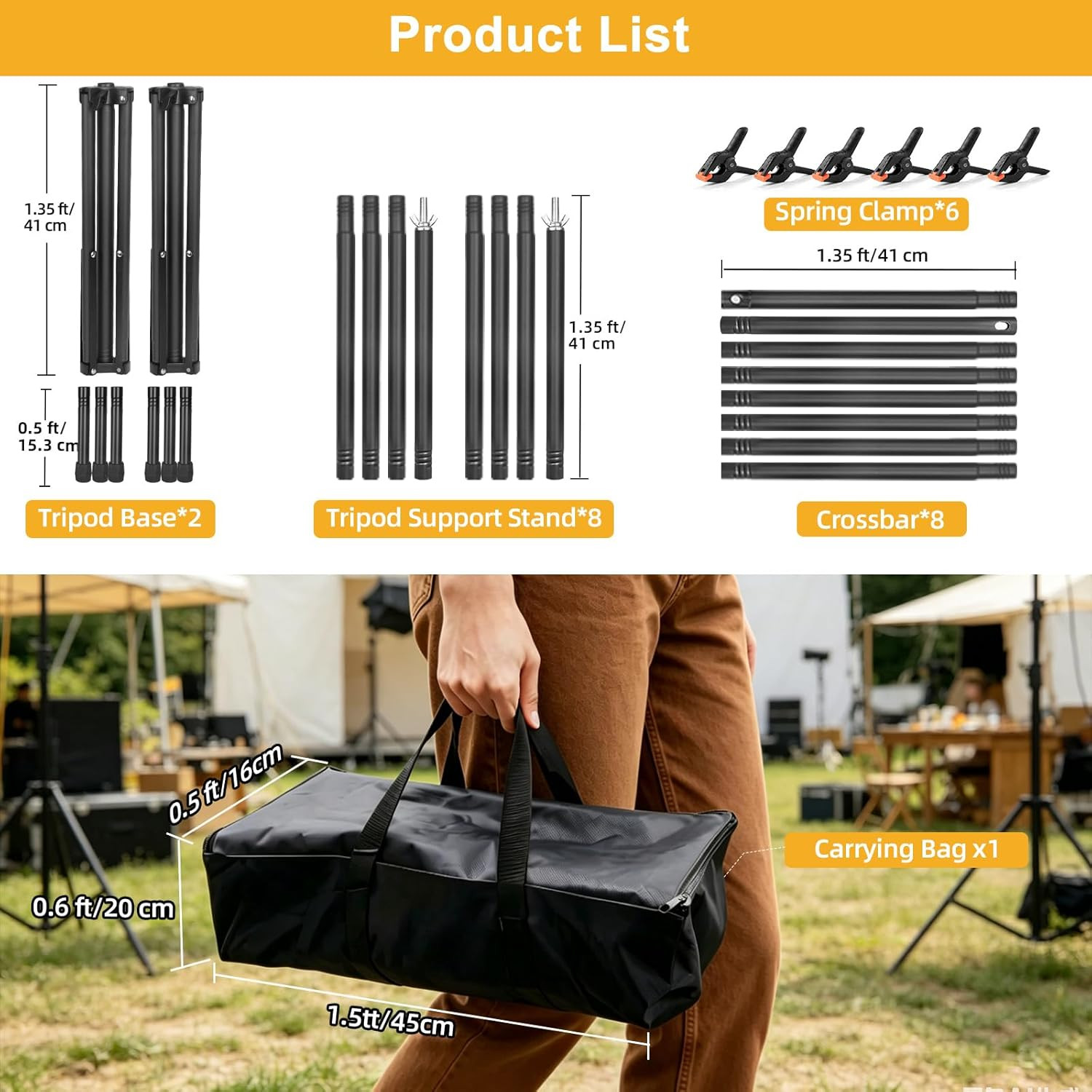 Backdrop Stand 10X7Ft(Wxh)- 7 Widths Photo Studio Adjustable Background Stand Su