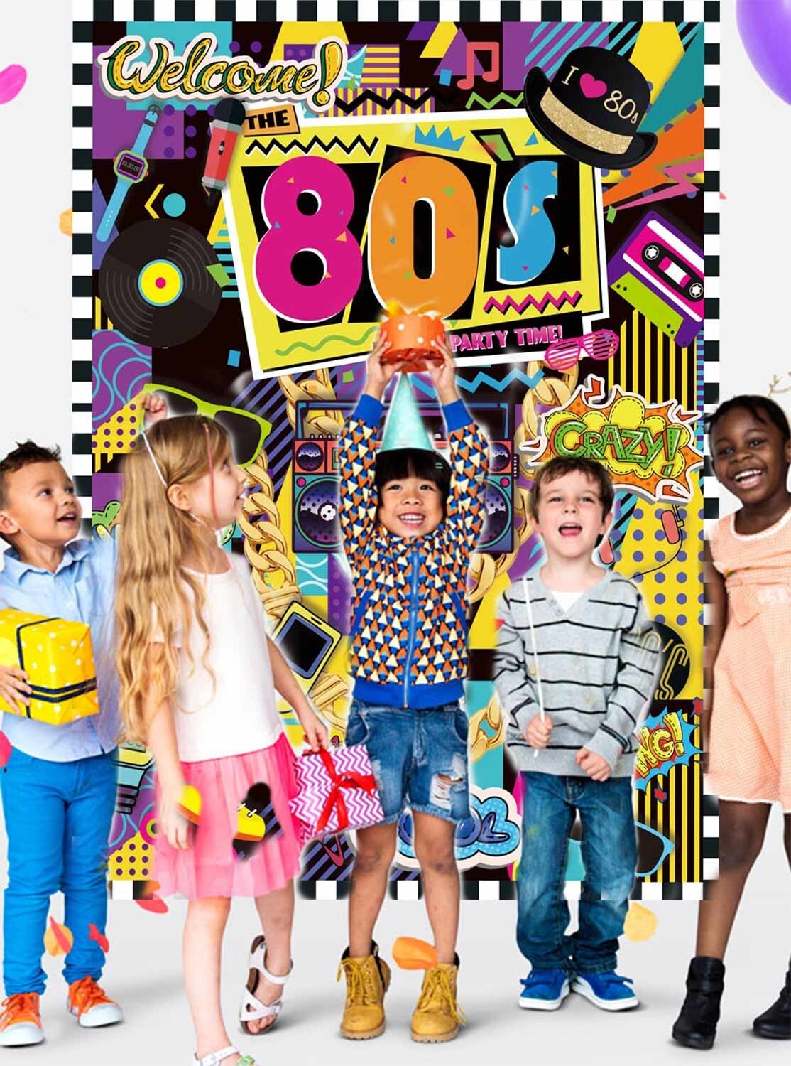 Back to The 80’s Backdrop Banner Baby Shower Photo Background 7x5Ft
