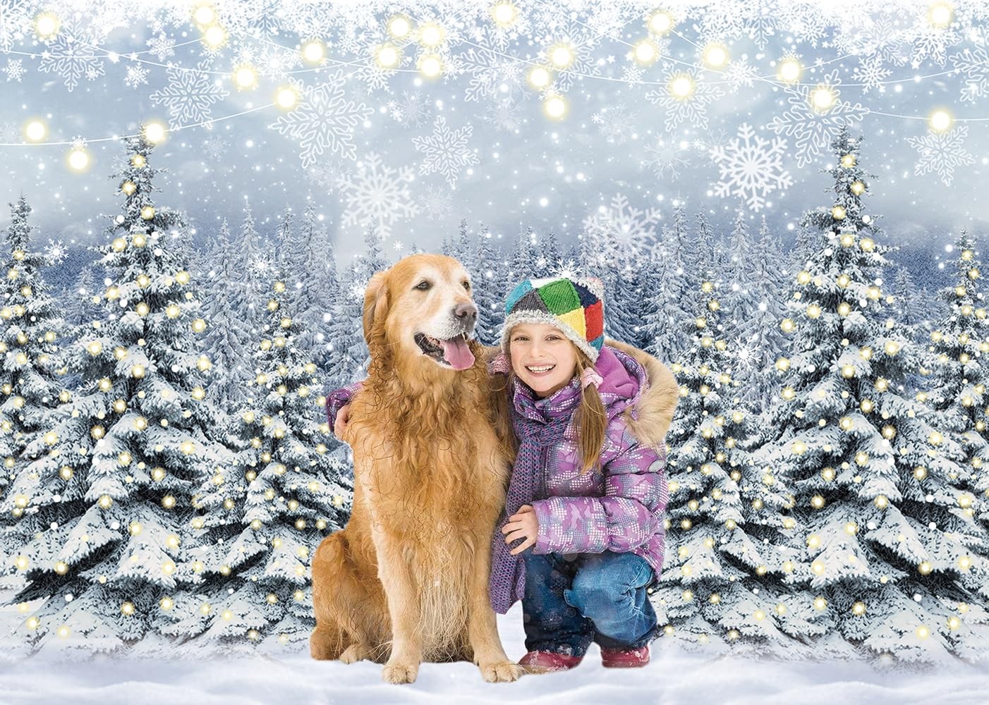 Snowy Pine Tree Photography Backdrop for Christmas & New Year Celebrations 7x5FT