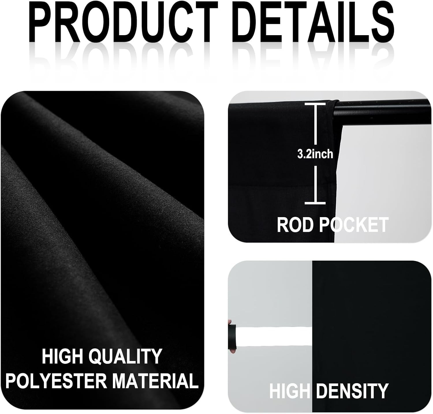 Lightweight 10FT x 20FT Black Photography Backdrop – Water Resistant & Washable