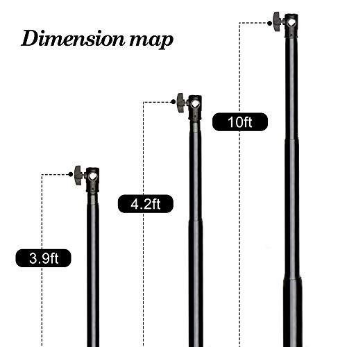 10 ft Backdrop Stand Aluminum Alloy Telescopic Crossbar, 3 Sections Twist