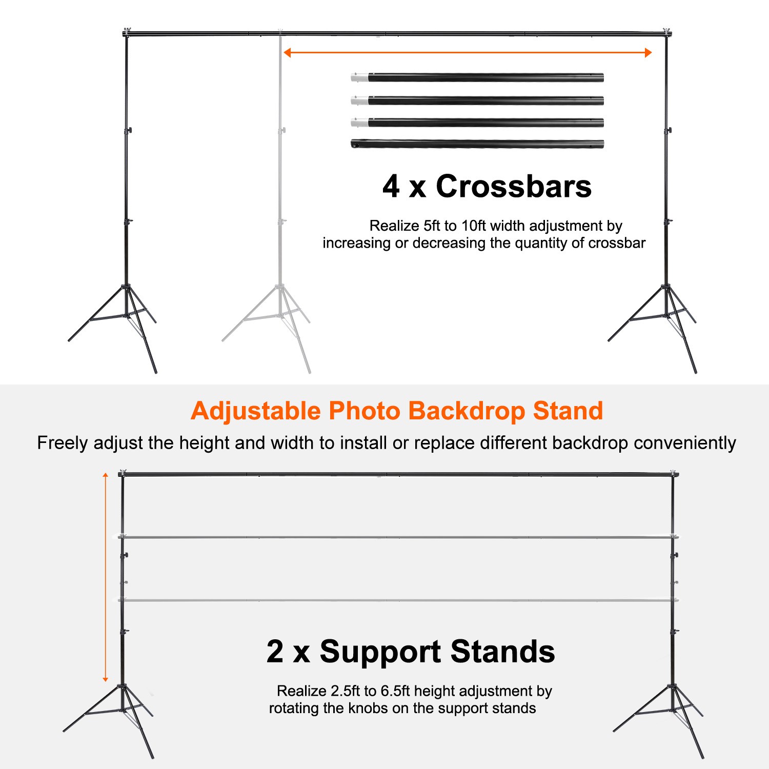 10 x 10FT Photography Backdrop Stand – Adjustable Support System for YouTubers