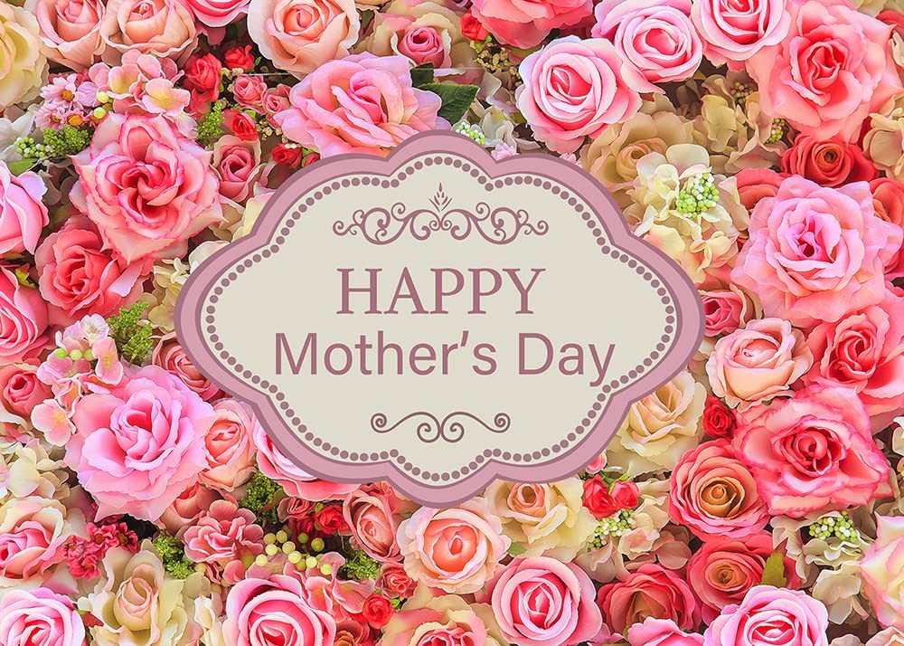 Mother’s Day Flower Backdrop Pink Rose Photography Background Props 7×5 FT
