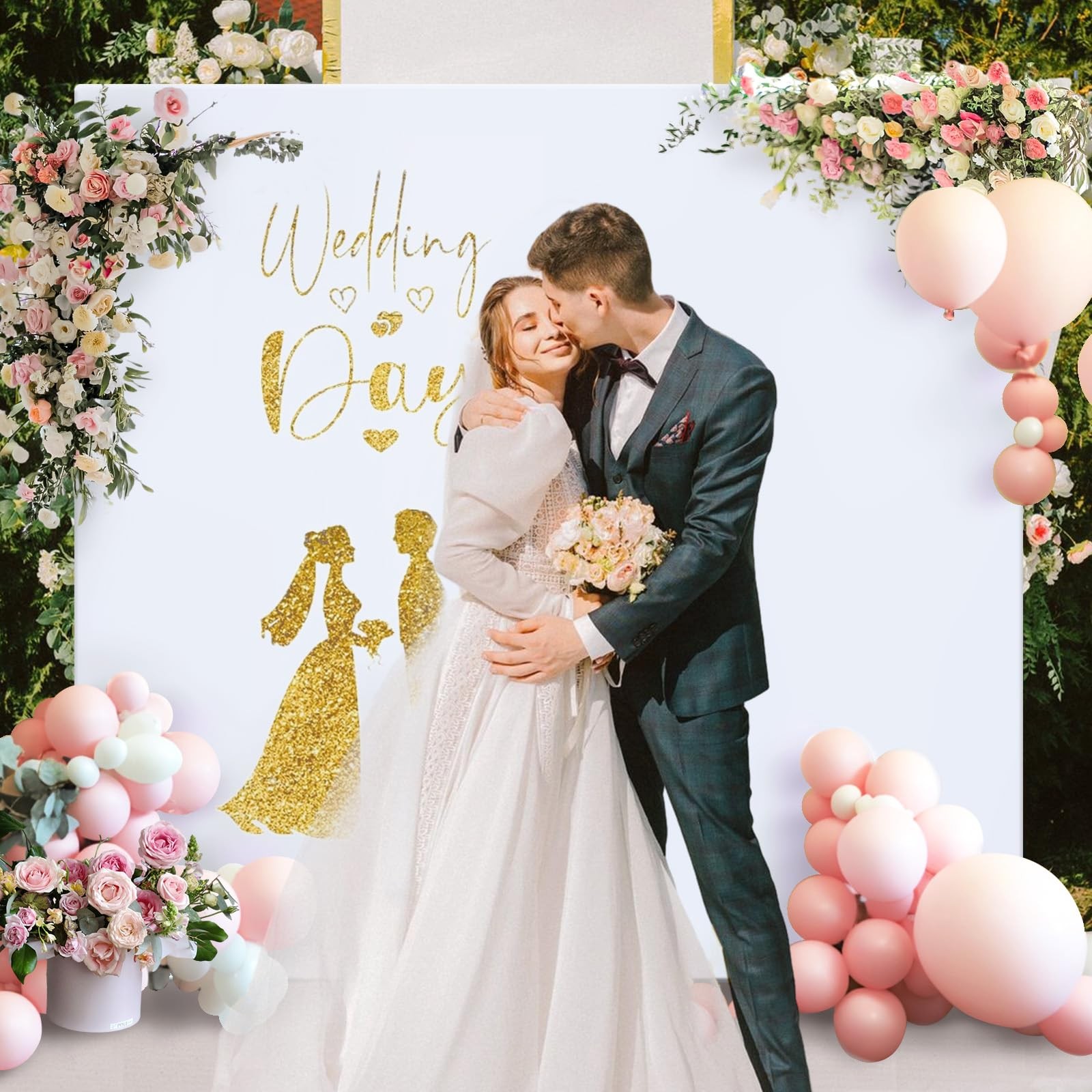 Wedding Arch Cover 6.6×6.6FT, Square Backdrop Cover Spandex Fitted Arch Cover…