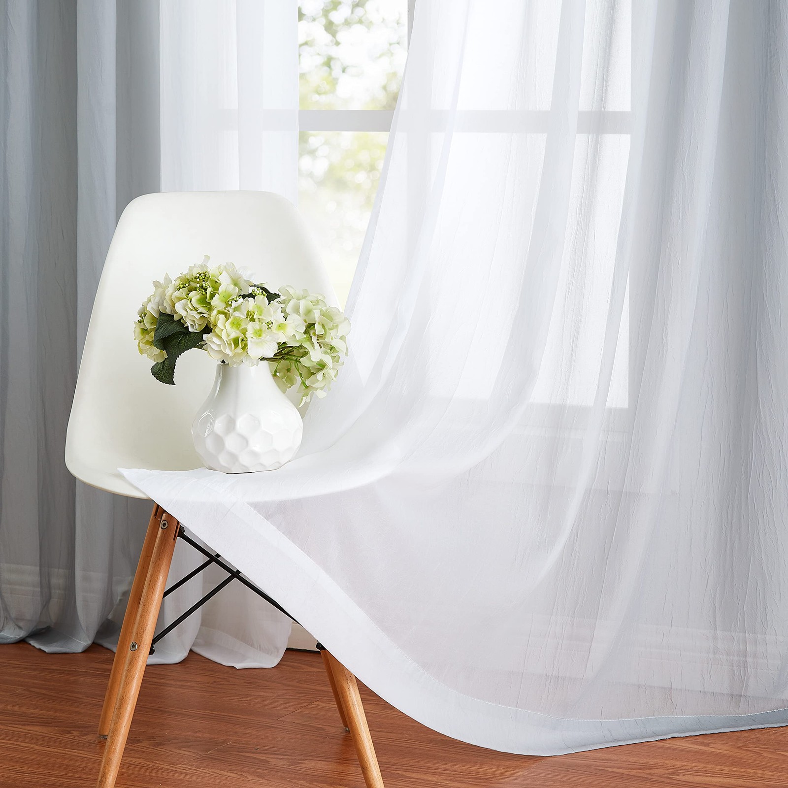 1 Piece Ombre Chiffon Sheer Window Scarf Valance Curtain 18ft for Living Room…