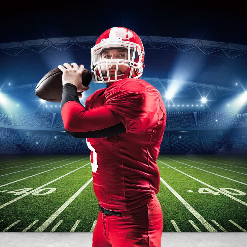 7×5 Ft Football Stadium Photography Backdrop Bowl Night Spotlight Field Party