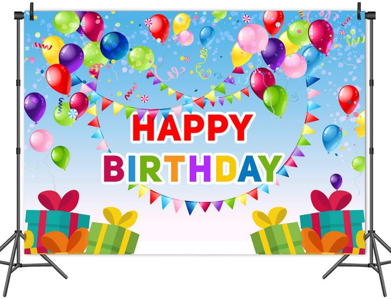 Colorful Happy Birthday Theme Photography Backdrop 5×3 feets, multicolor