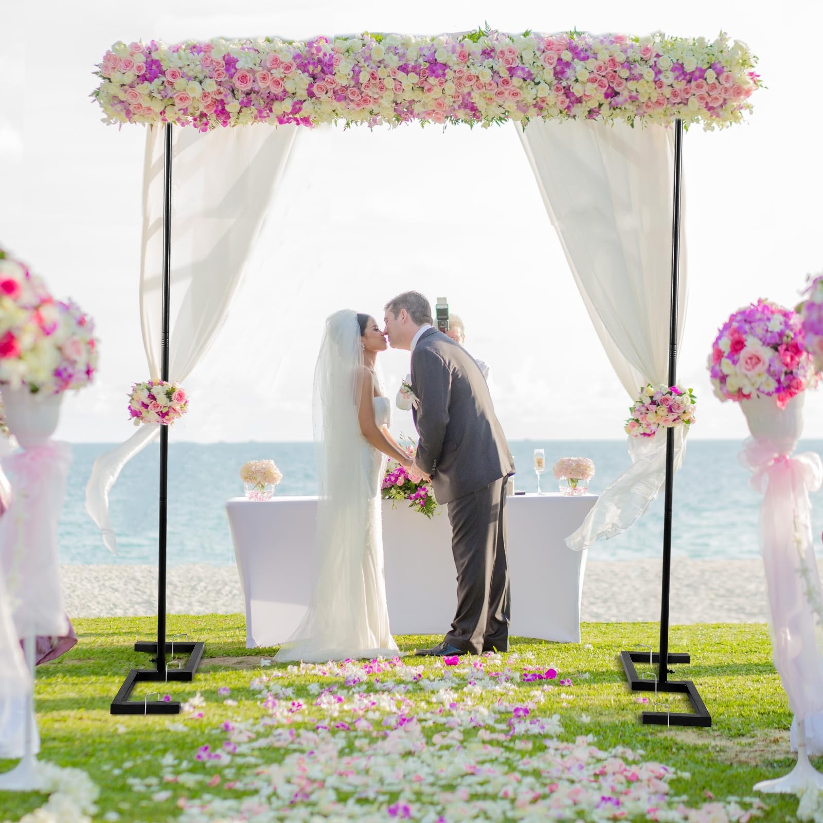8.2 FT Wedding Arch Rectangle Stand Square Backdrop Stand, Extra Clamps to Ta…