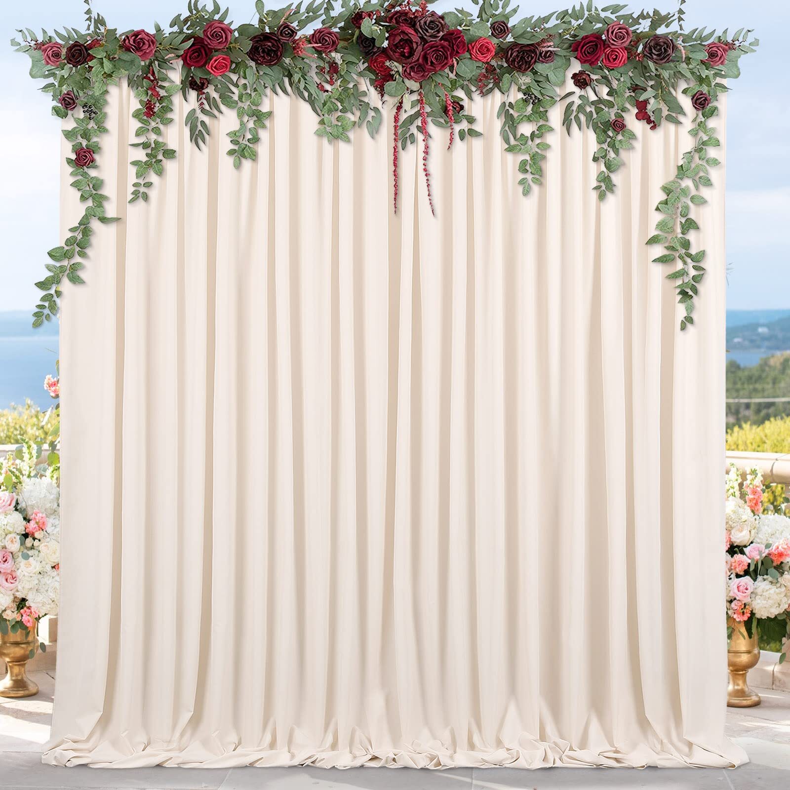 Wrinkle Free Ivory Backdrop Curtains 2 Panels 5ftx8ft Polyester Wedding Backd…