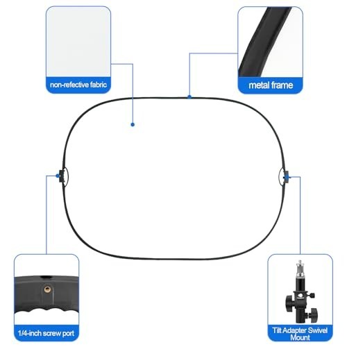 5×6.6ft Black/White 2-in-1 Photography Backdrop, Collapsible with Carry Case & H