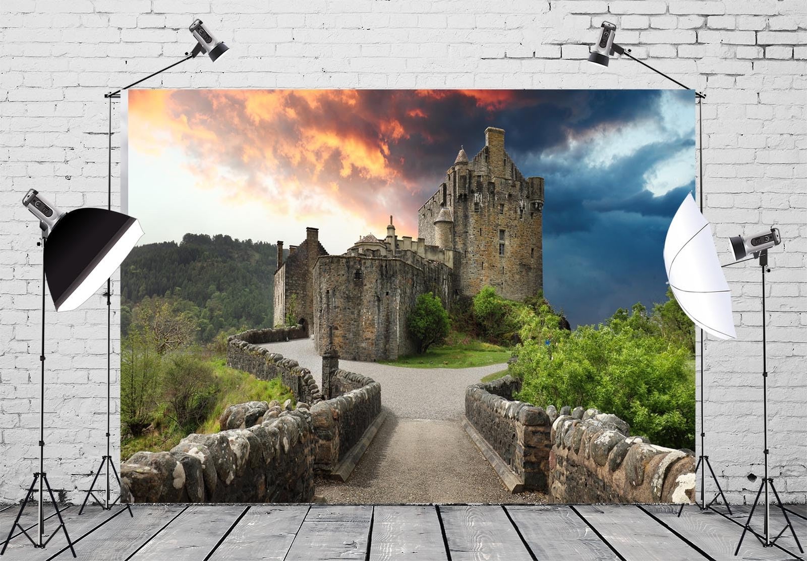 7x5ft Fabric Scotland Medieval Castle Backdrop Ancient Gothic Castle Old Ston…