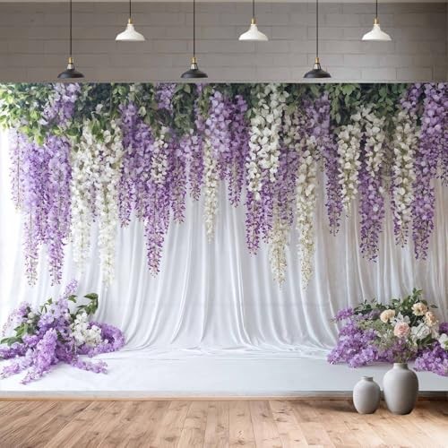 Lavender Wedding Backdrop Background for Photography, Flower 7x5ft Purple