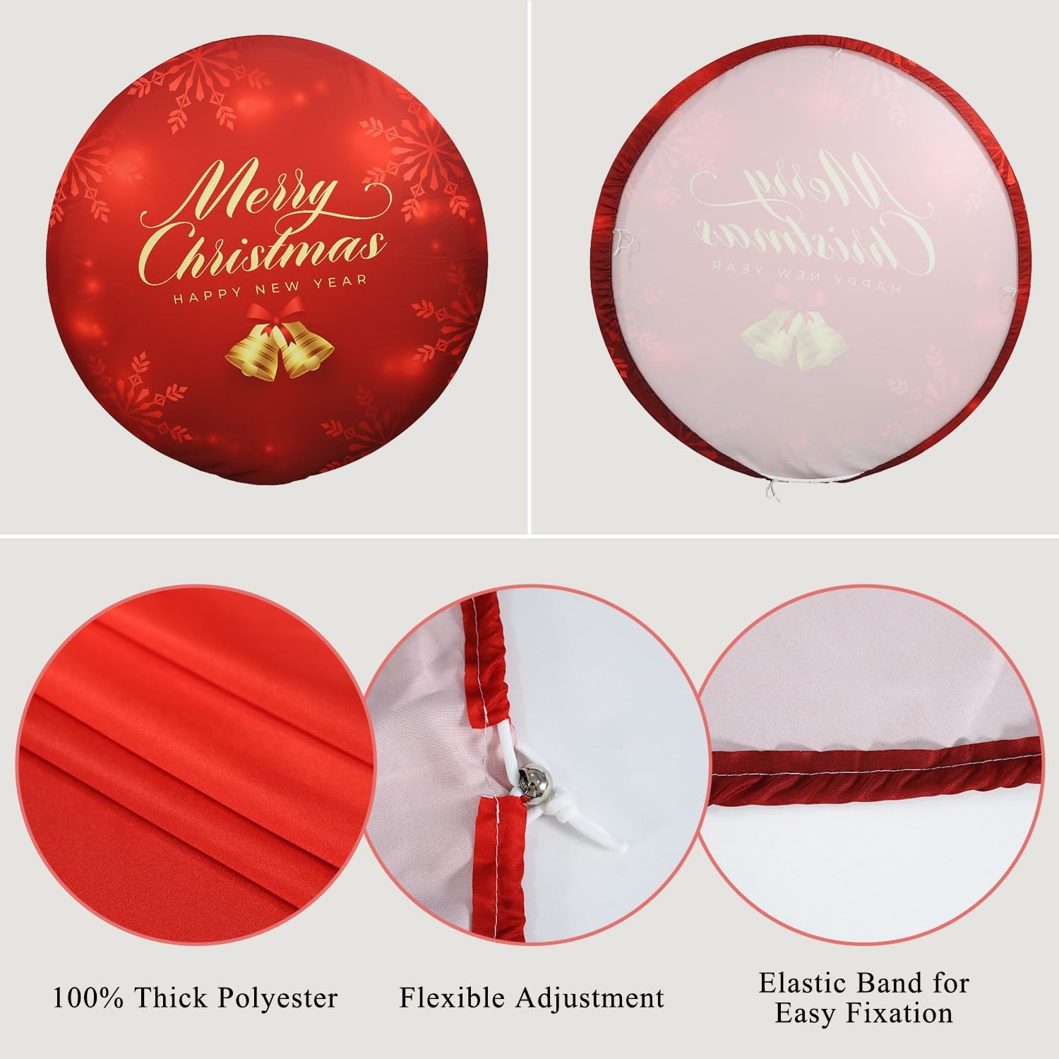 Christmas Round Backdrop Cover for Photography 7.2ft Merry Christmas Red Circ…