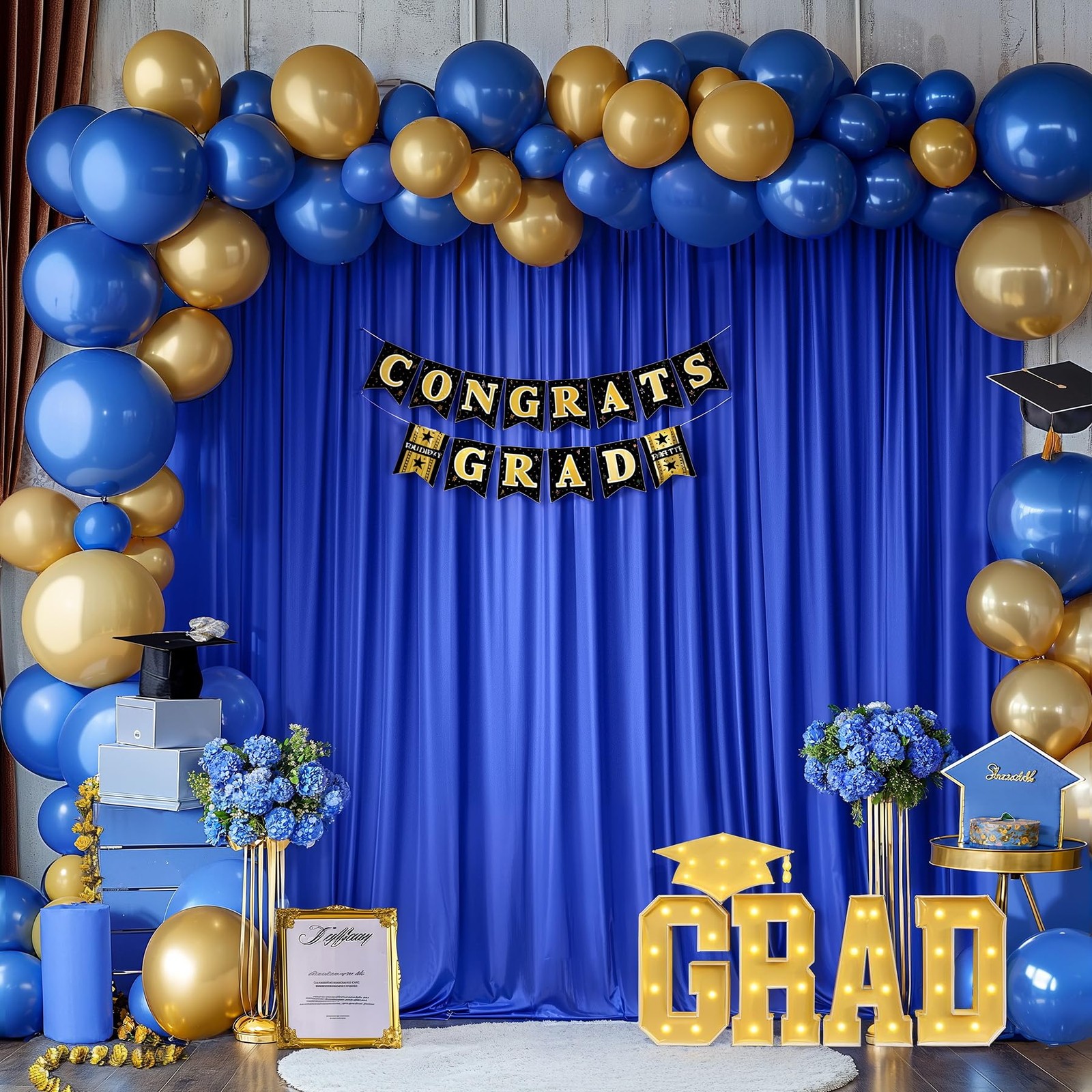 10x10ft Royal Blue Backdrop Curtains for Wedding Parties,Wrinkle Free Blue Cu…