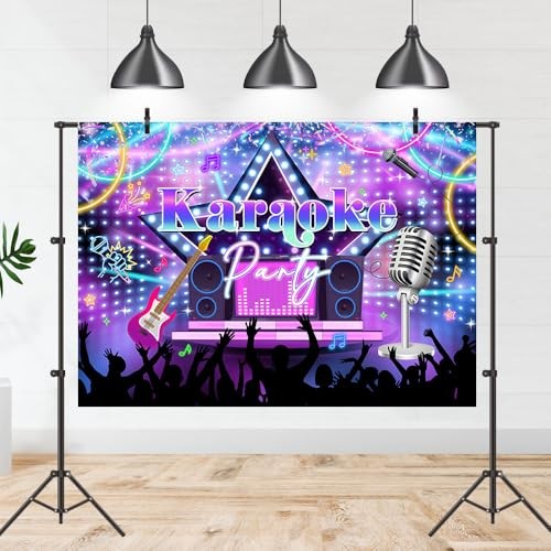 Karaoke Party Backdrop Electric Large Rock Star Music Theme Singing 7x5ft
