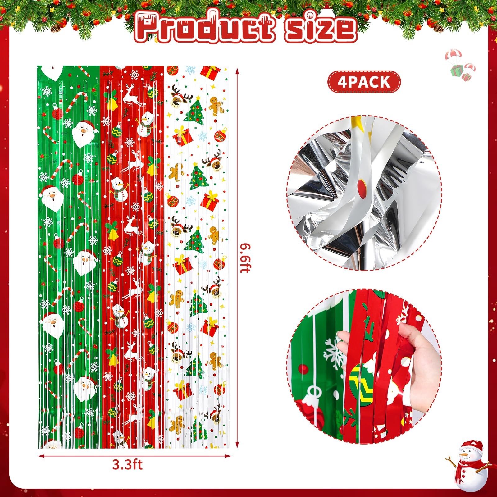 2 PCS Tinsel Foil Fringe Curtains Birthday Party Streamer Backdrop 3.3×6.6 Ft