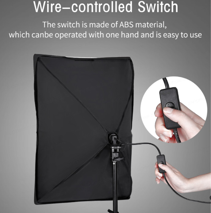 Photography Lighting Kit Including 2x2M Background Muslin Photo Studio Lighting