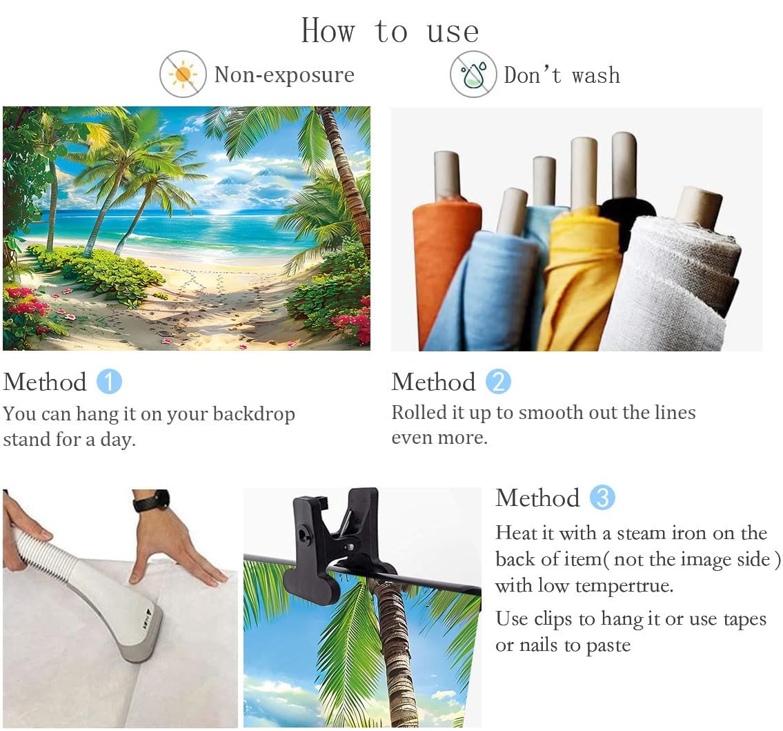 Summer Tropical Beach Backdrop Seaside Sand Palm Trees Hawaii 7×5 Ft Prop