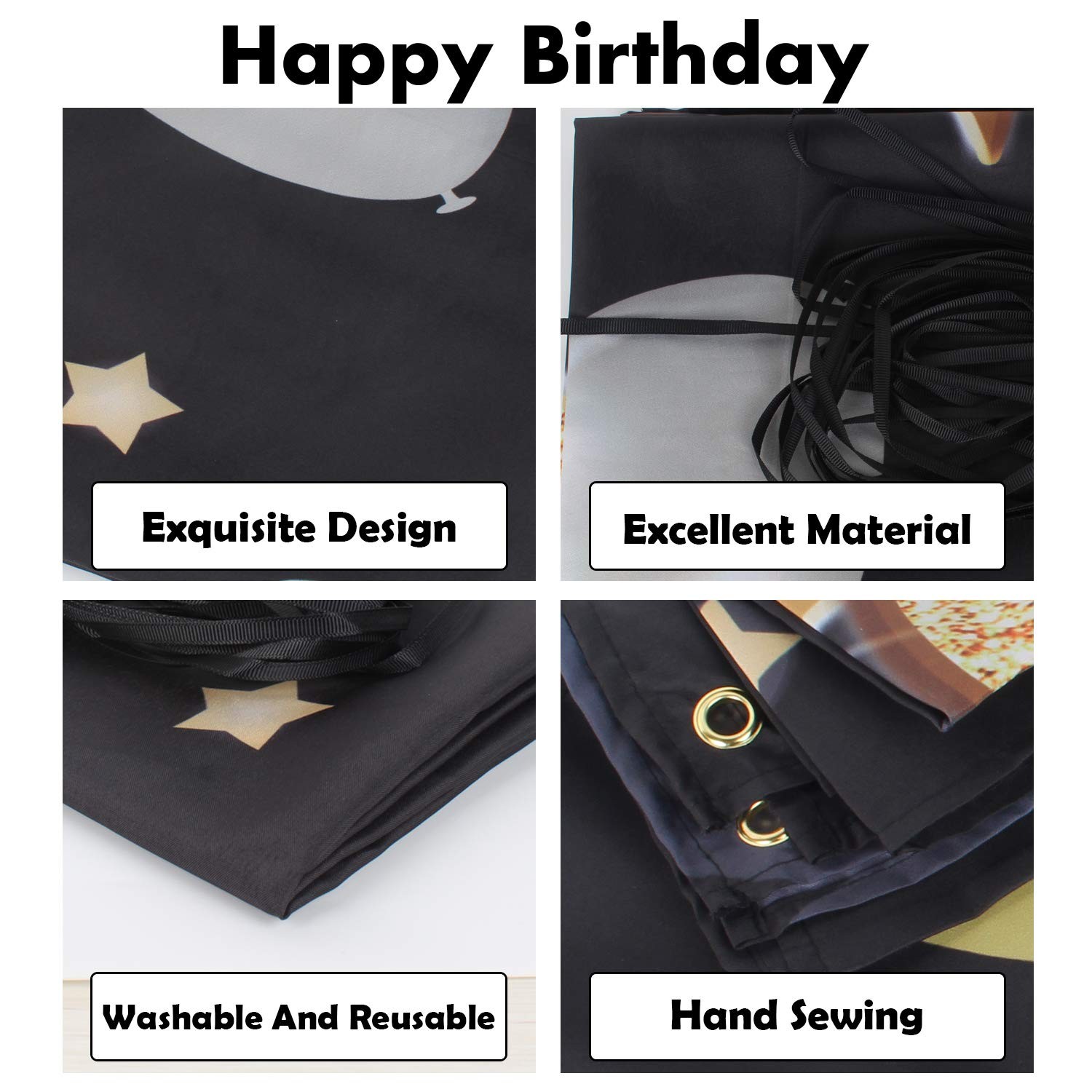 Happy 51st Birthday Banner Backdrop – 51 Birthday Party Decoration Supplies f…