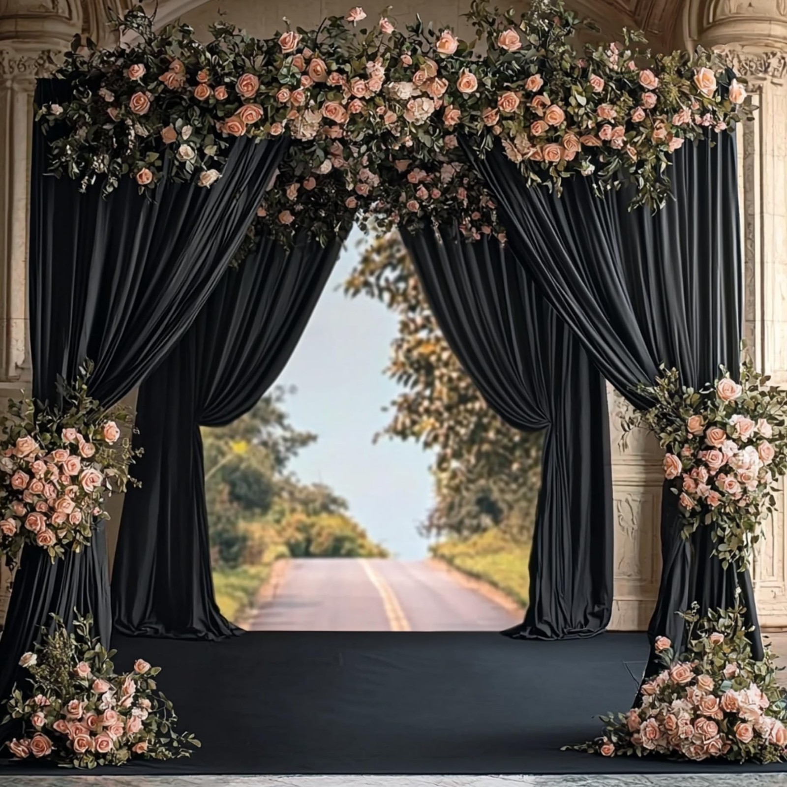 2 Panels 10×14 ft Black Backdrop Curtains for Wedding Wrinkle Free Drapes