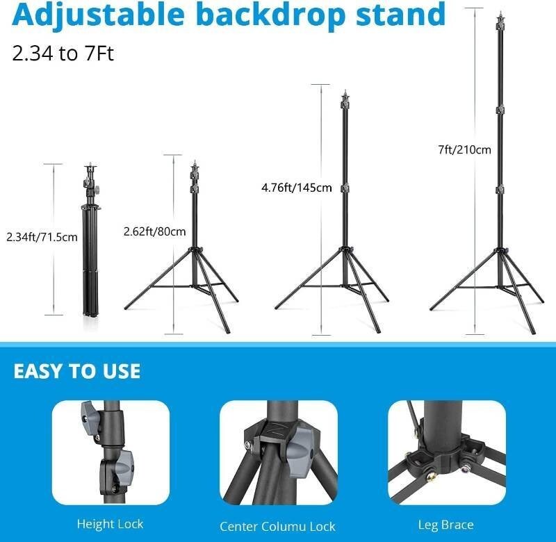 YELANGU 10x7Ft Photo Backdrop Stand, Adjustable Background Support for Partie…
