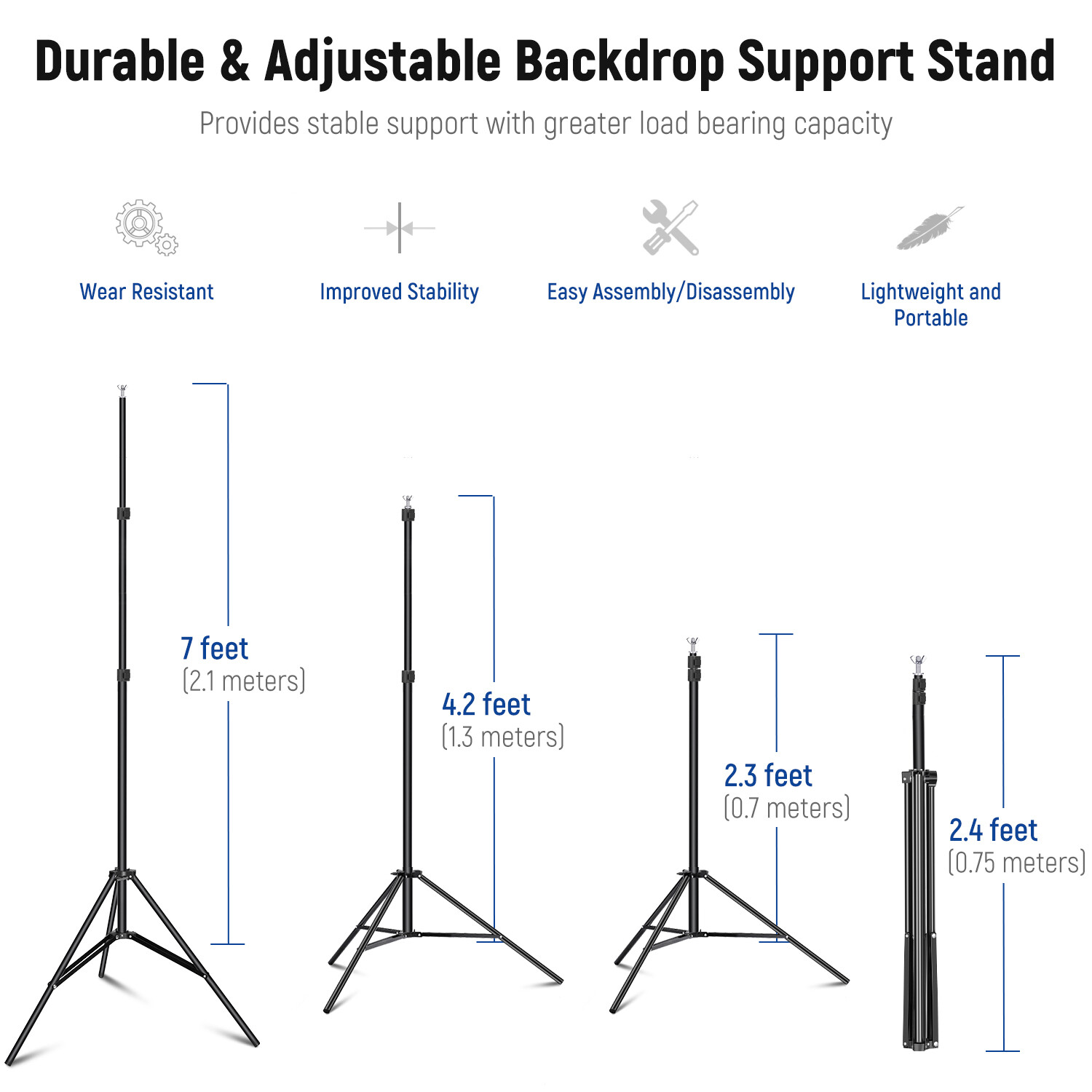 NEEWER 10×6.6ft Backdrop Stand w/4 Crossbars, 6 Clamps, 2 Sandbags & Case