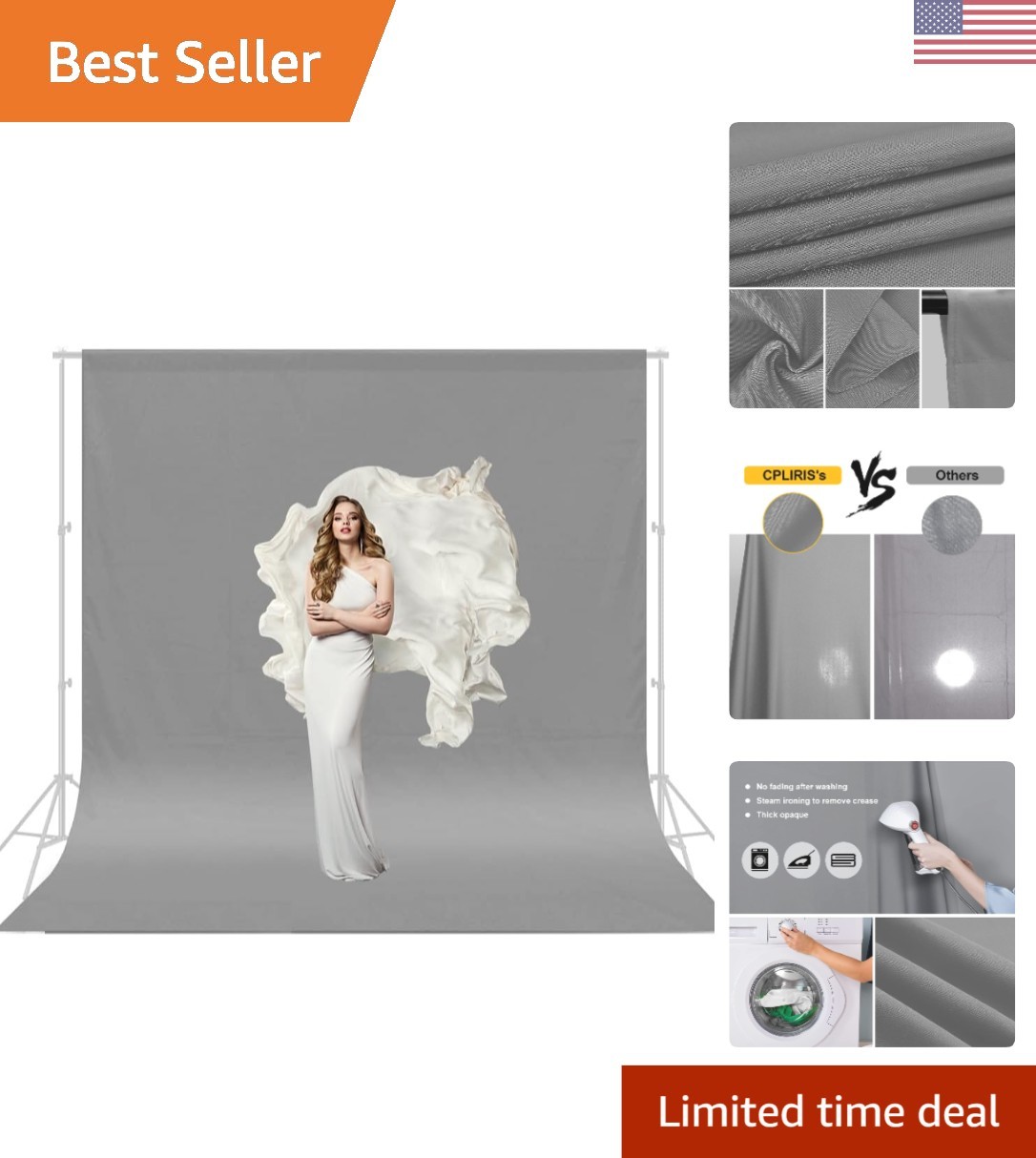 Versatile 10x12ft Gray Photography Background – Wrinkle-Resistant & Durable