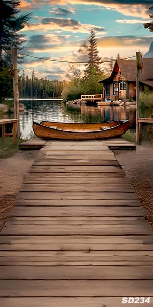 10’x20’Computer-painted Boat House Dock Tree Scenic background backdrop SD234